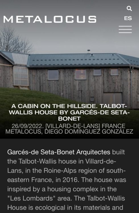 Metalocus – Wallis House - Garcés - de Seta - Bonet