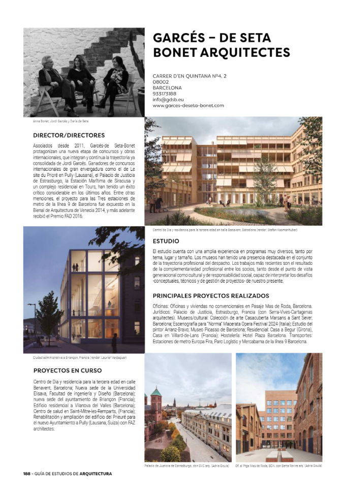 Guía Estudios de Arquitectura 25/26 - Garcés - de Seta - Bonet